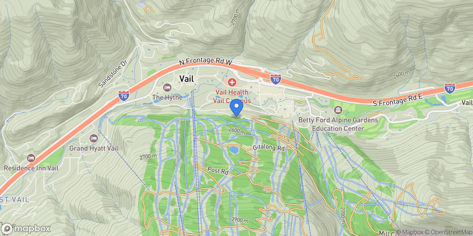Map showing 296 Rockledge Road , Vail, CO 81657, Vail, Colorado, United States.