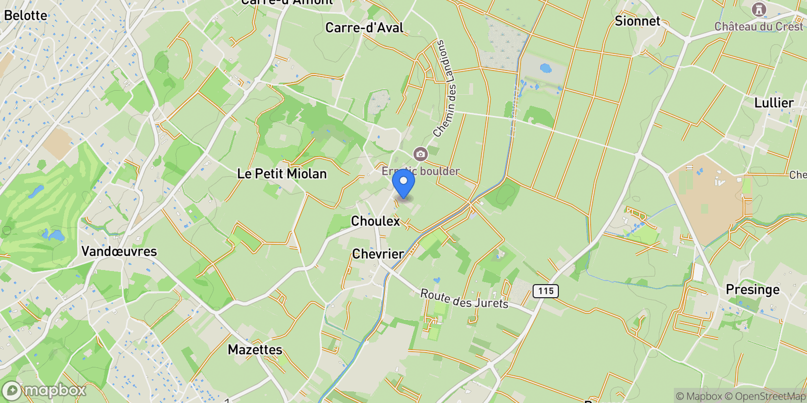 Map showing Choulex, GE 1244, Choulex, Genève, Switzerland.