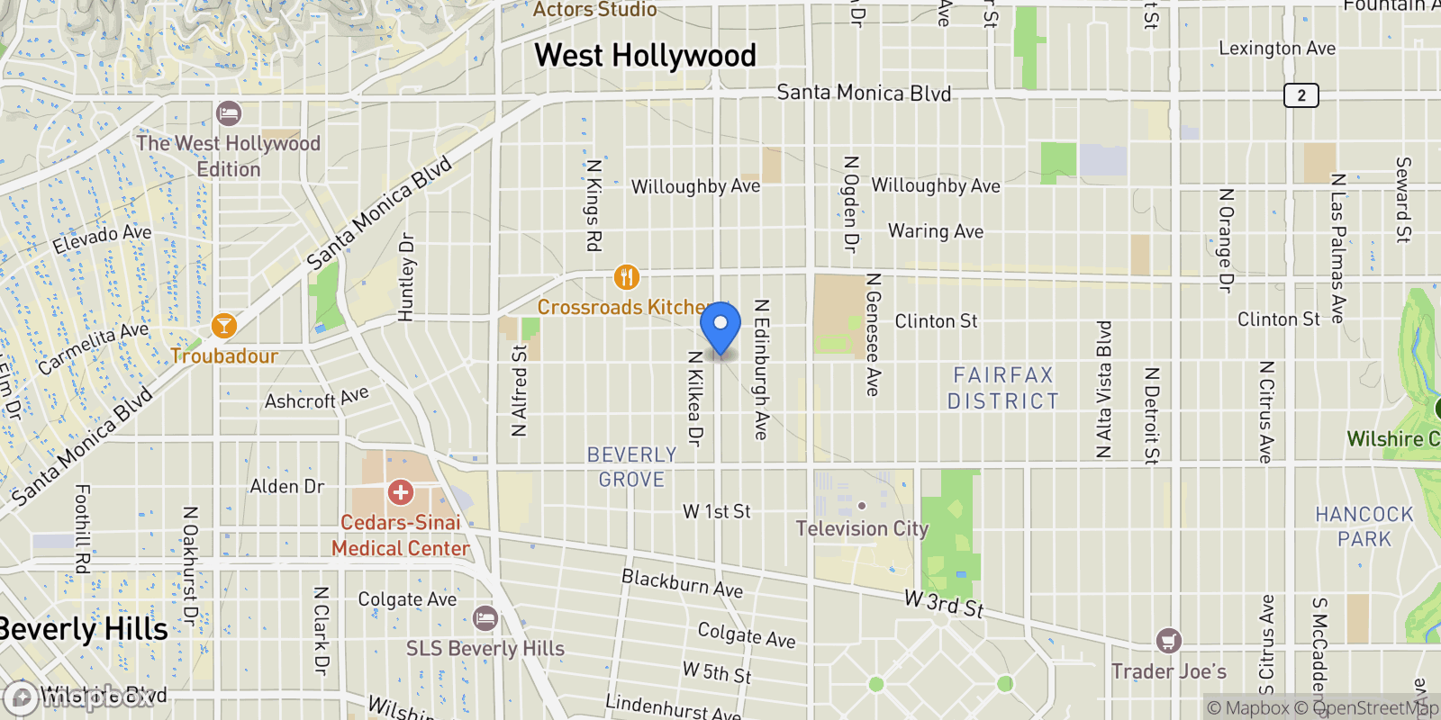 Map showing 502 N Crescent Heights Boulevard, West Hollywood, California, United States.