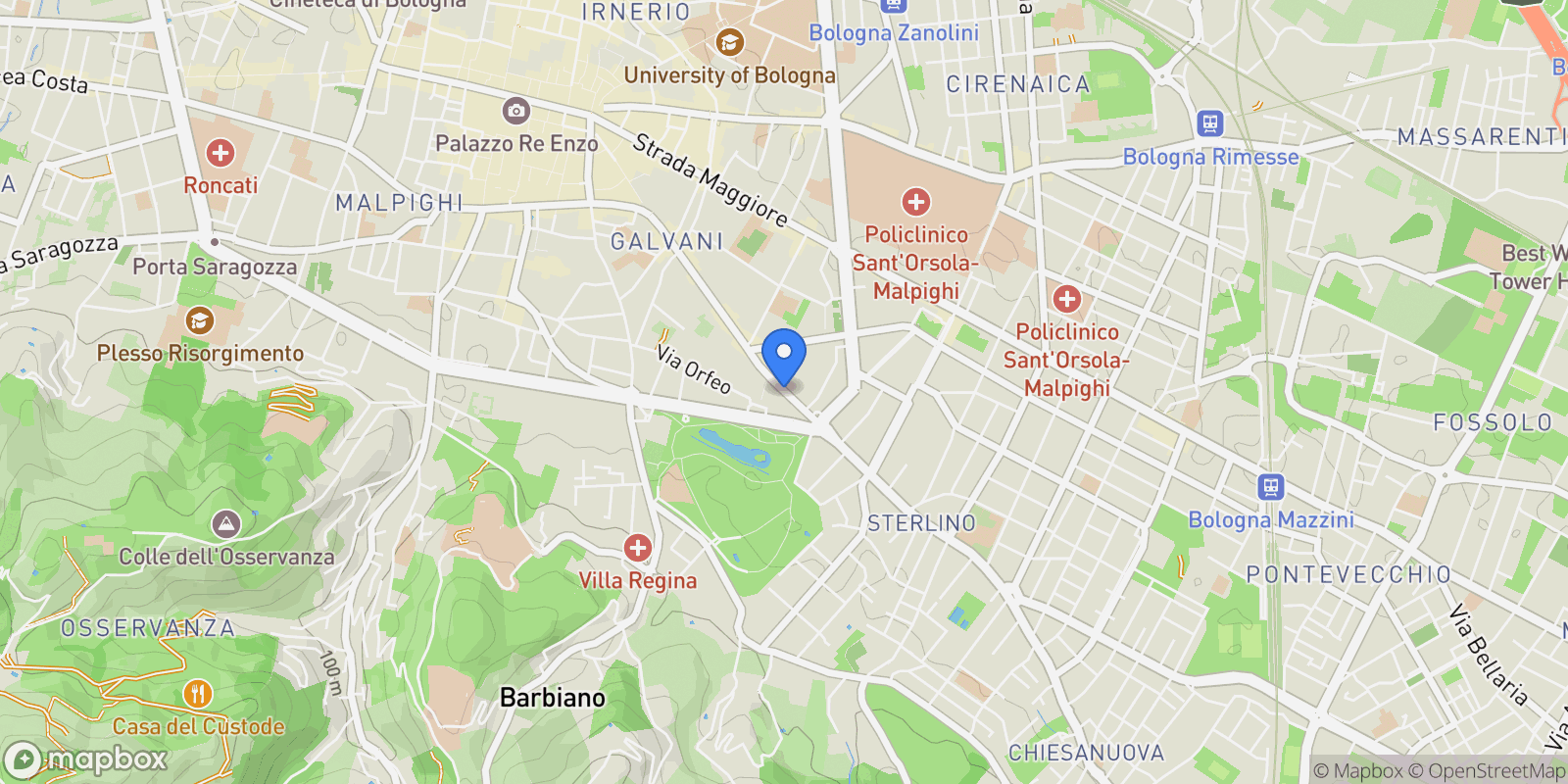 Map showing Via Santo Stefano, Bologna, Emilia-Romagna, Italy.