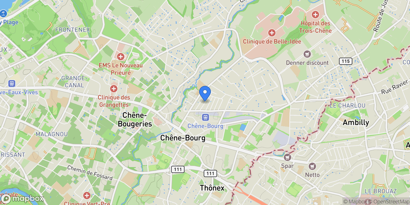 Map showing Chêne-Bourg, GE 1225, Chêne-Bourg, Genève, Switzerland.