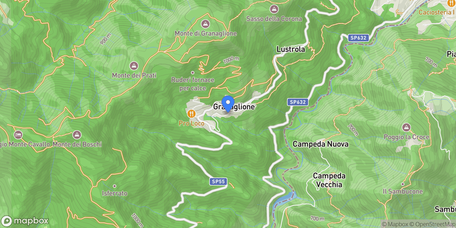 Map showing Granaglione, Granaglione, Emilia-Romagna, Italy.