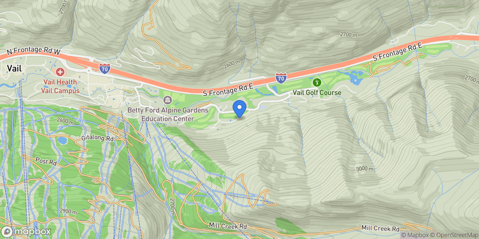 Map showing 1150 Ptarmigan Road , Vail, CO 81657, Vail, Colorado, United States.