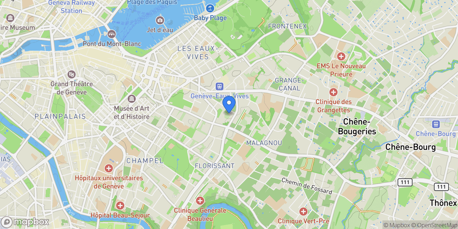 Map showing Genève, GE 1208, Geneva, Genève, Switzerland.
