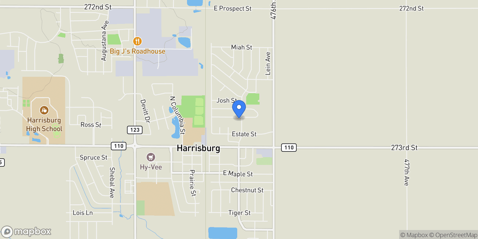 Map showing 721 Highland St , Harrisburg, SD 57032, Harrisburg, South Dakota, United States.