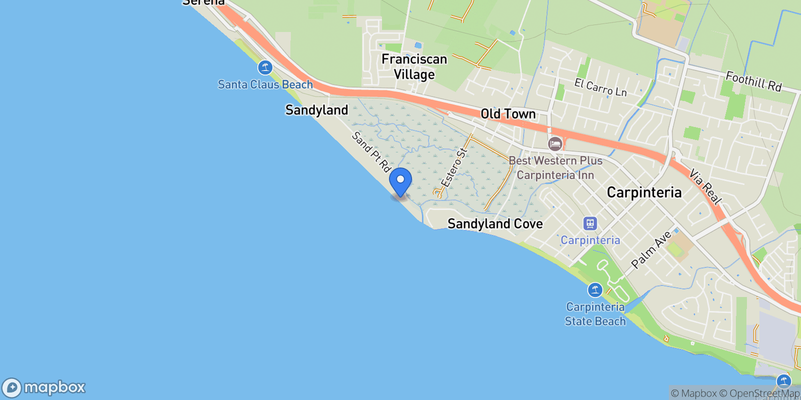 Map showing 571 Sand Point Road, Carpinteria, California, United States.