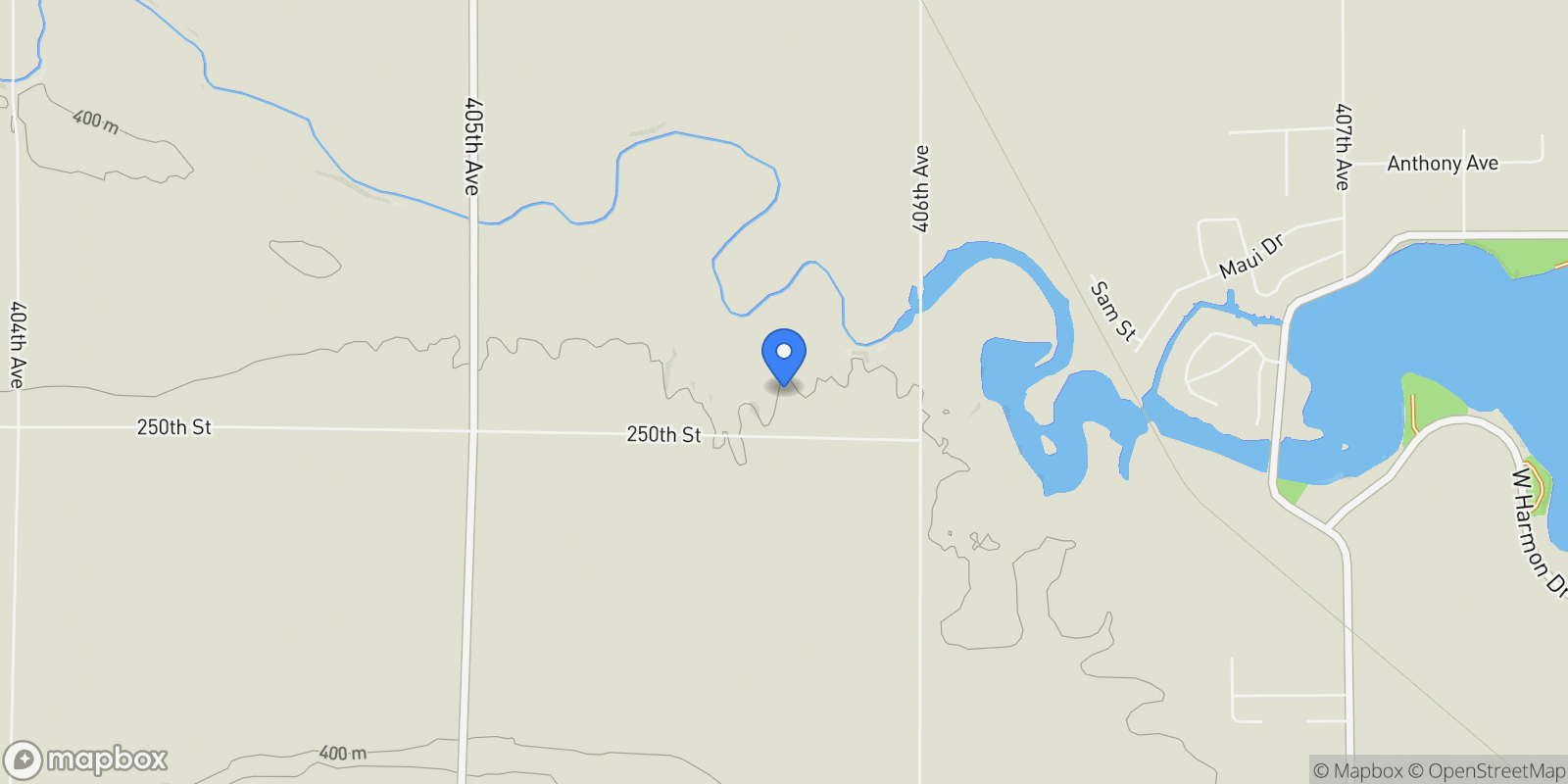 Map showing 40580 250th Street, Mitchell, SD 57301, Mitchell, South Dakota, United States.