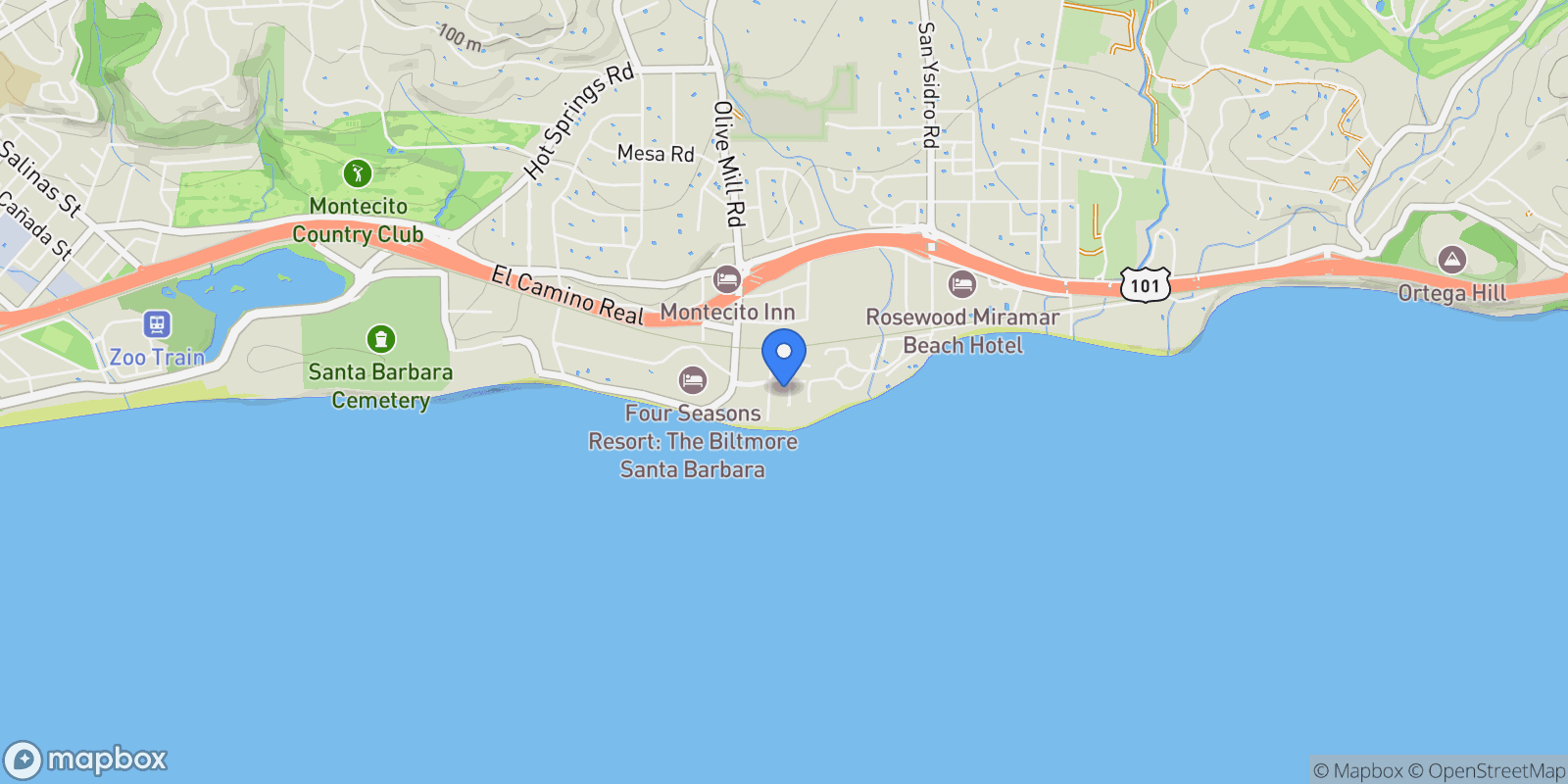 Map showing 49 Seaview Drive, Montecito, California, United States.