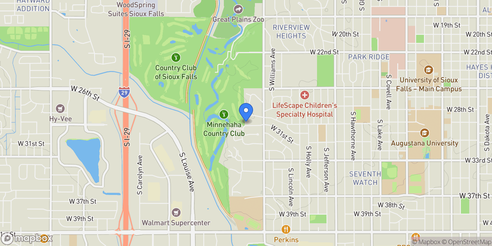 Map showing 3030 W Donahue Dr , Sioux Falls, SD 57105, Sioux Falls, South Dakota, United States.