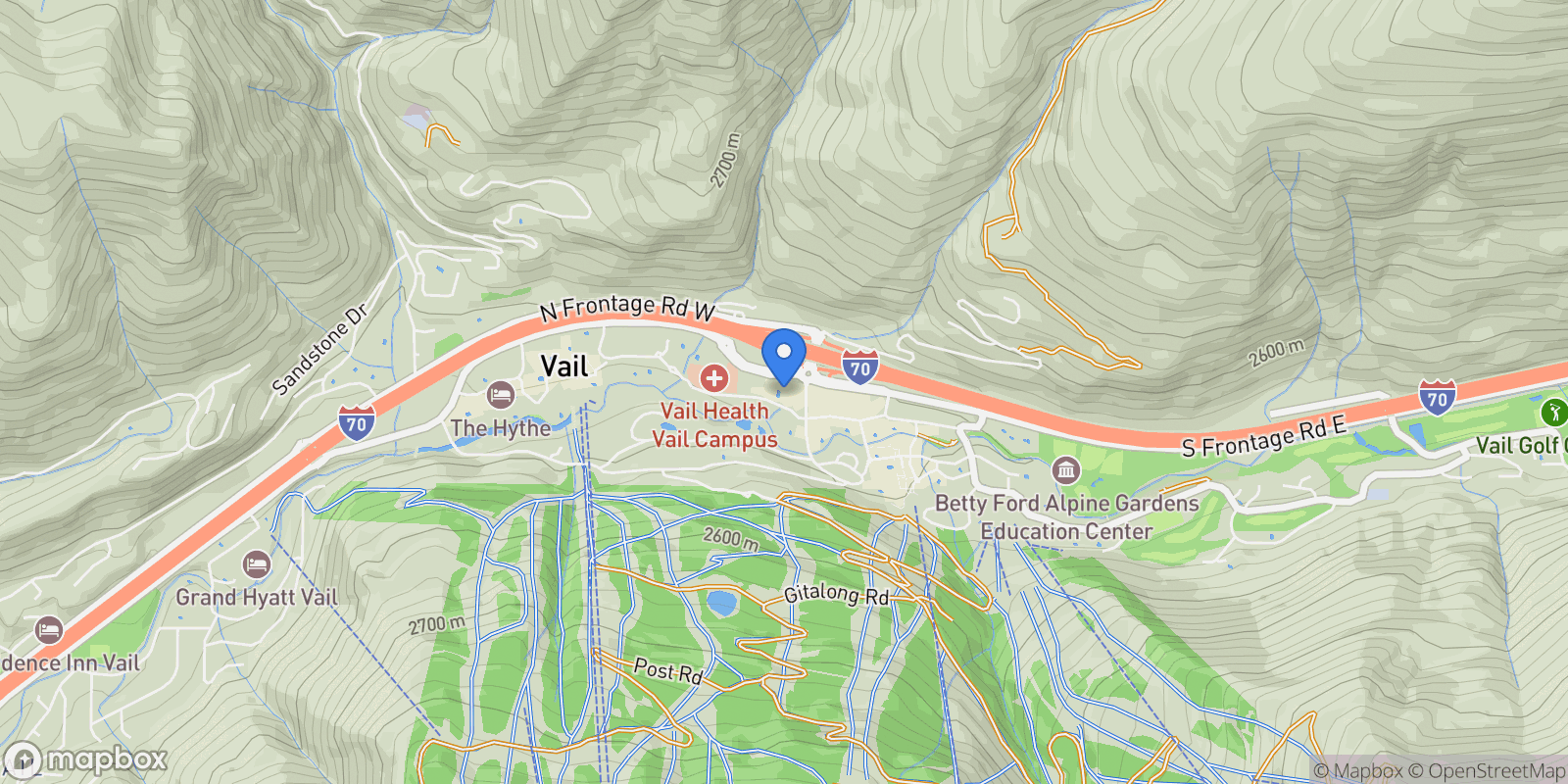 Map showing 1 Vail Road 7105L , Vail, CO 81657, Vail, Colorado, United States.