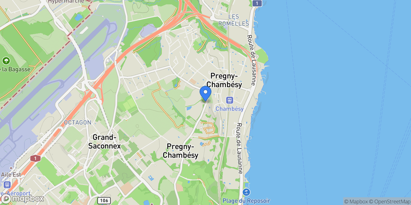 Map showing Chambésy, GE 1292, Pregny-Chambésy, Genève, Switzerland.