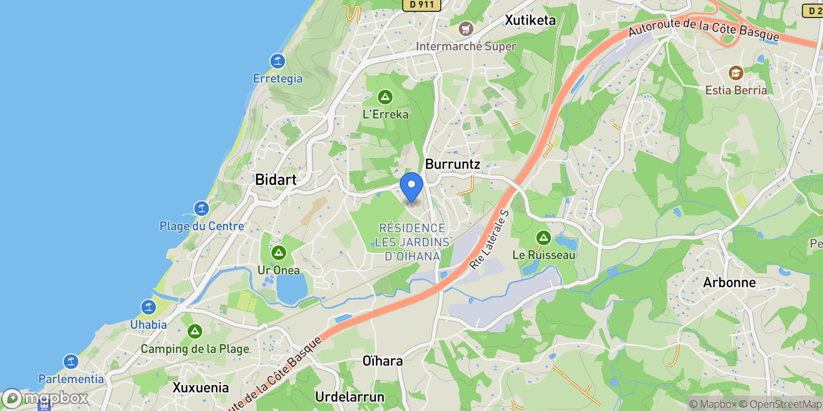 Map showing Bidart, Nouvelle-Aquitaine, France.