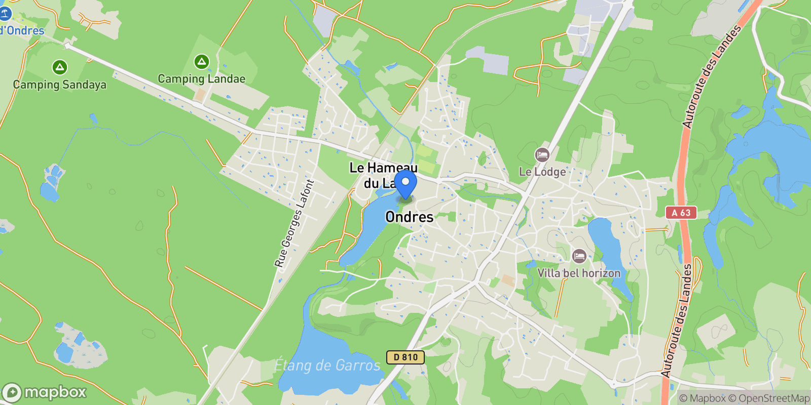 Map showing Ondres, Nouvelle-Aquitaine, France.