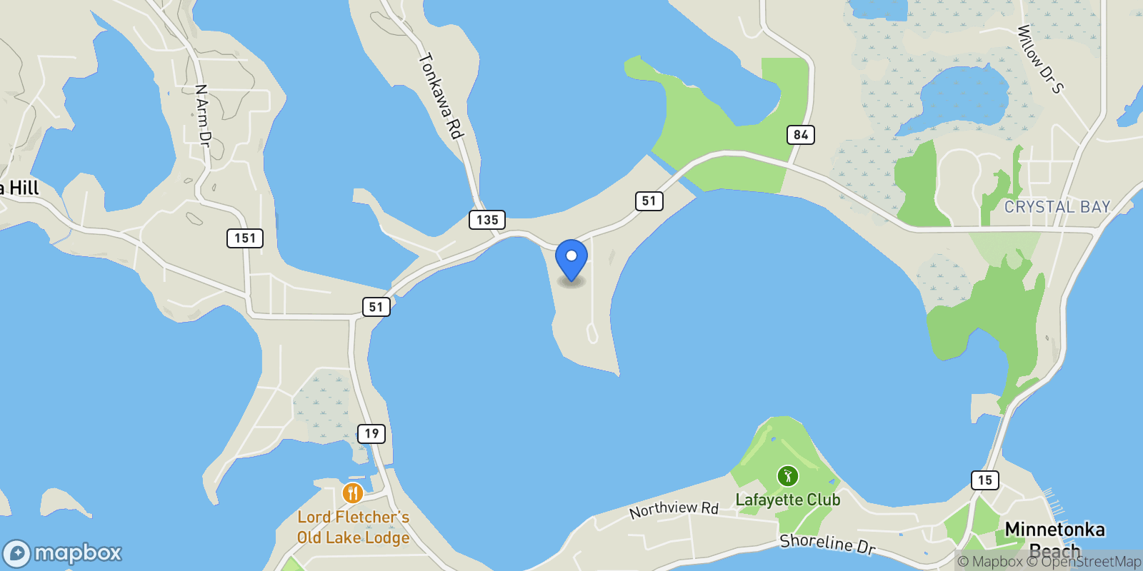 Map showing 1535 Bohns Point Road, Orono, MN 55391, Orono, Minnesota, United States.