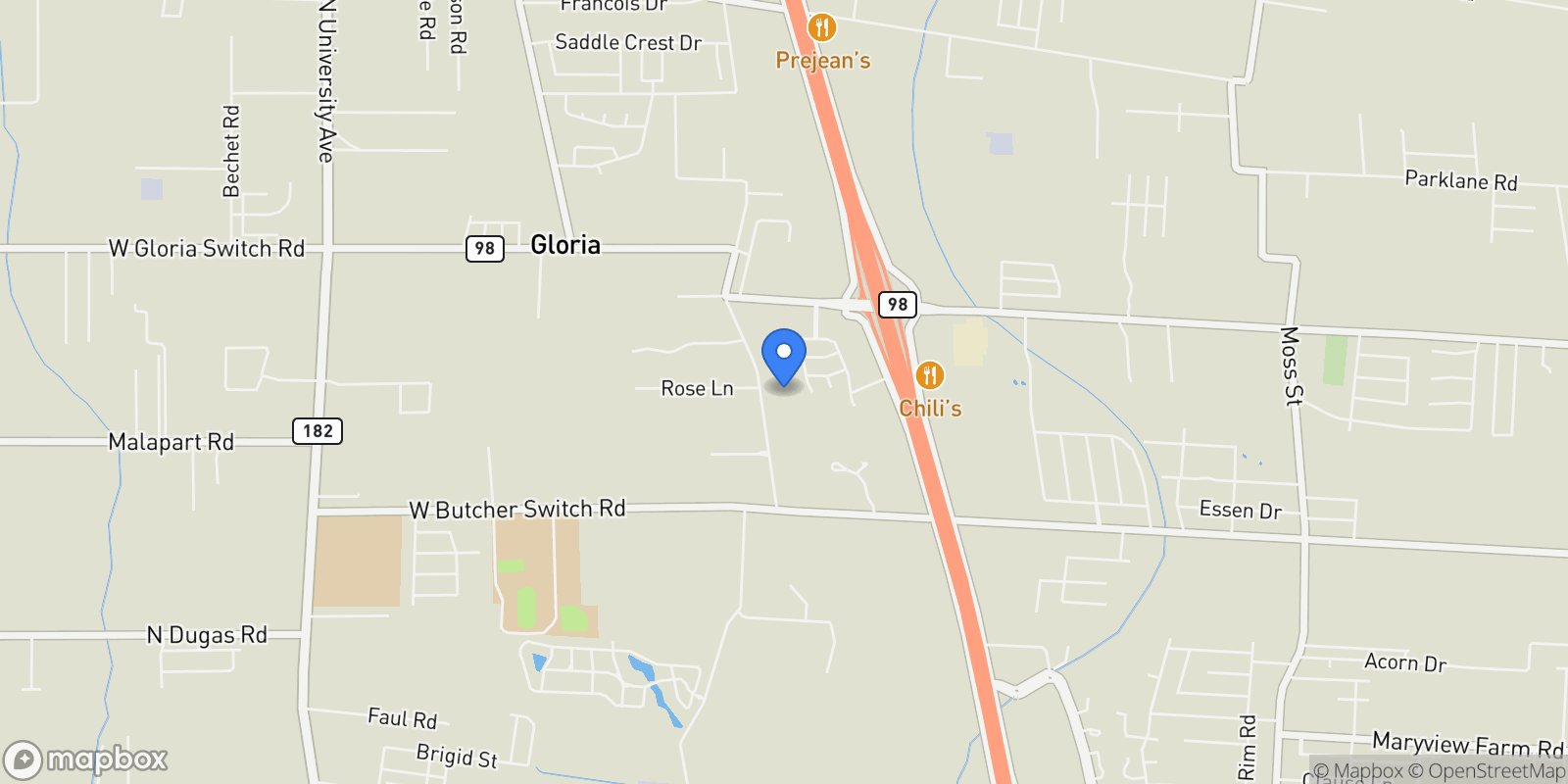 Map showing 701 Louis Arceneaux Road, Lafayette, LA 70507, Lafayette, Louisiana, United States.