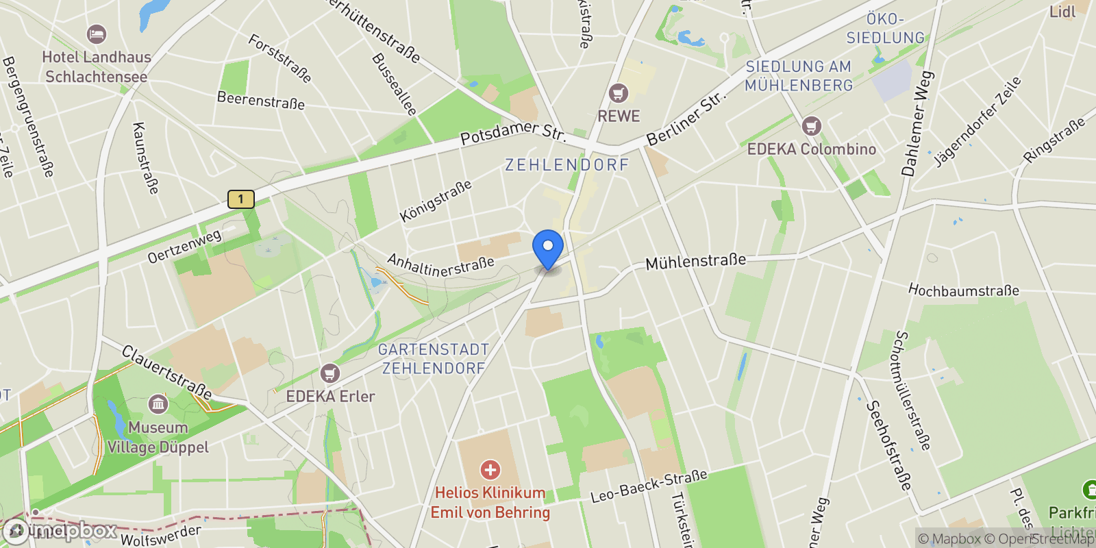 Map showing Machnower Str. 9, Berlin, BE 14165, Berlin, Berlin, Germany.