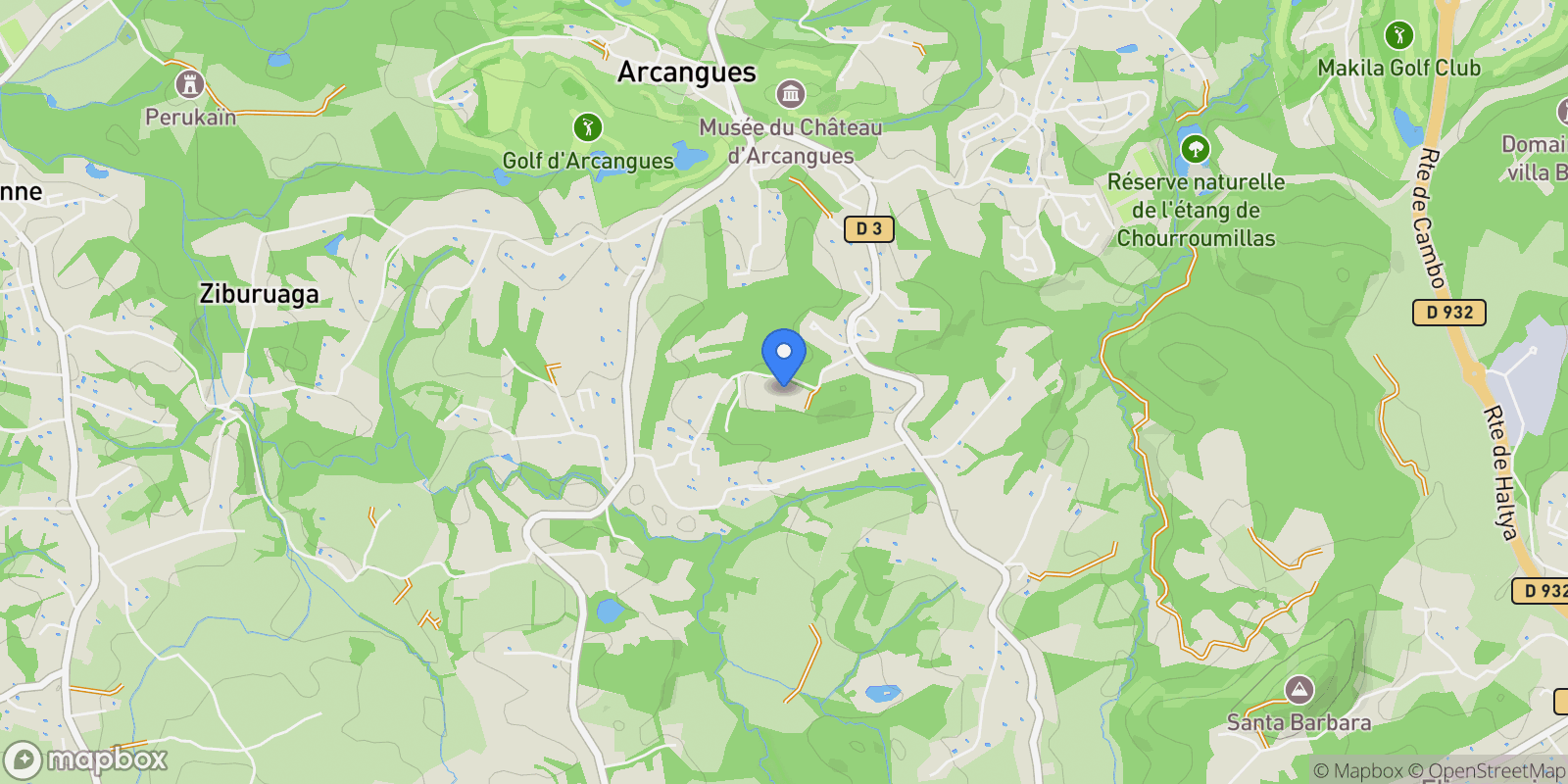 Map showing Arcangues, Nouvelle-Aquitaine, France.