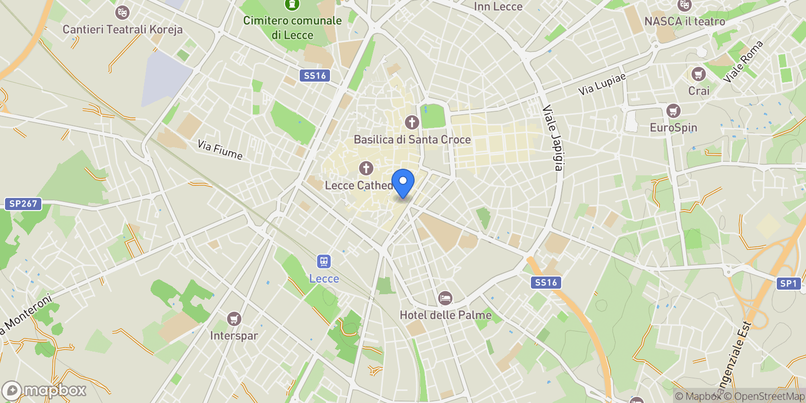 Map showing Via Beccherie Vecchie, 1, 73100 Lecce LE, Italy, Lecce, Apulia, Italy.