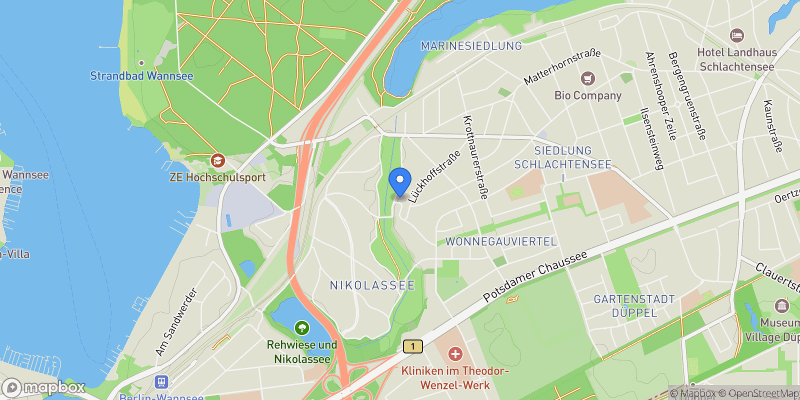 Map showing Berlin, BE 14129, Berlin, Berlin, Germany.