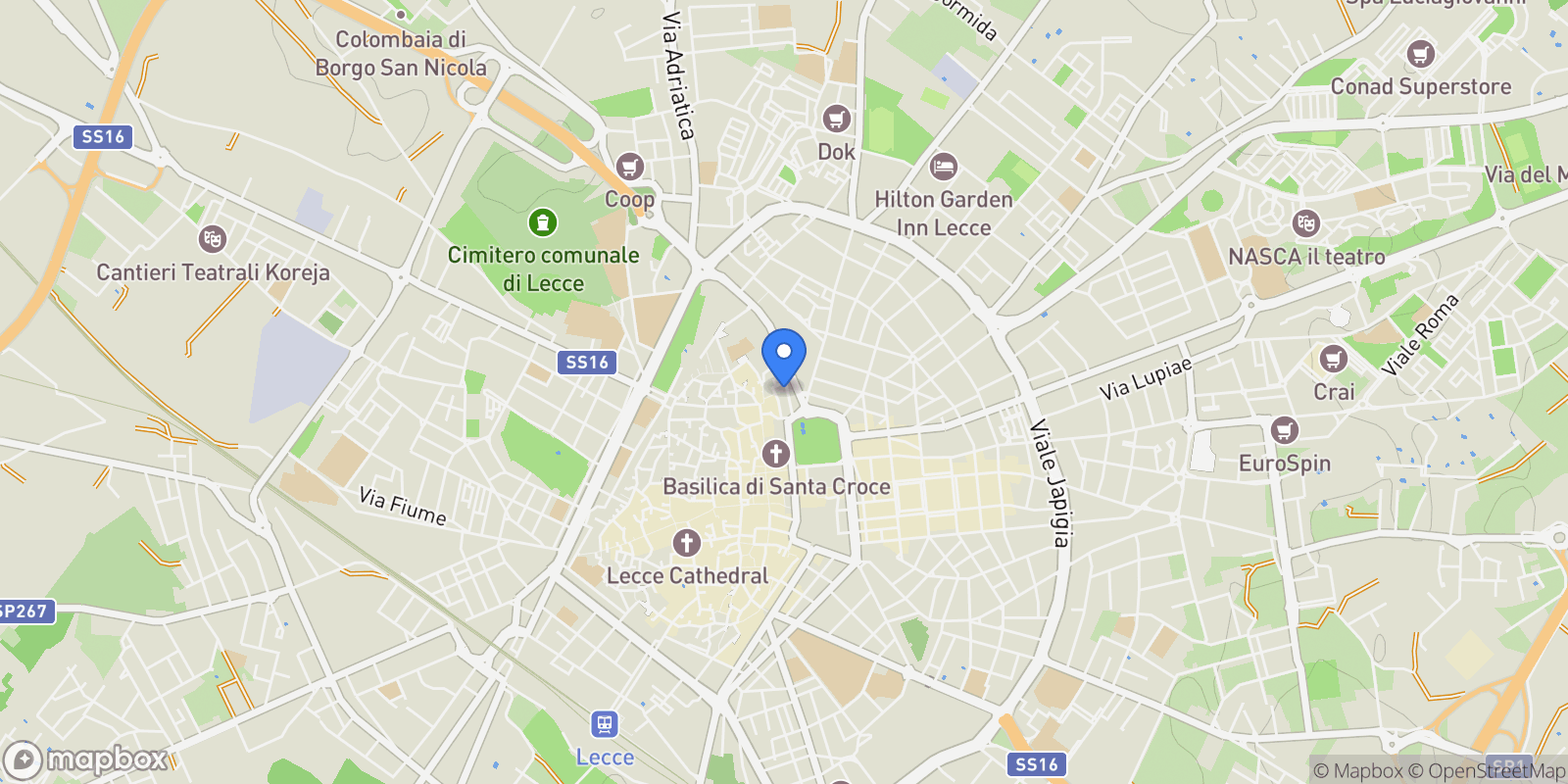 Map showing Via Marco Aurelio, 22, 73100 Lecce LE, Italy, Lecce, Apulia, Italy.