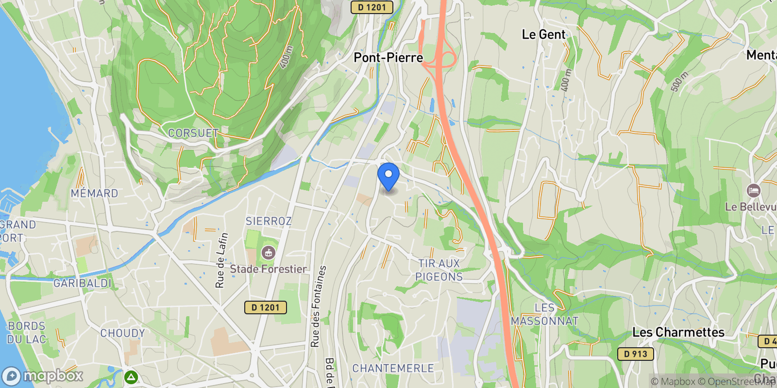 Map showing Aix-les-Bains, Auvergne-Rhône-Alpes, France.