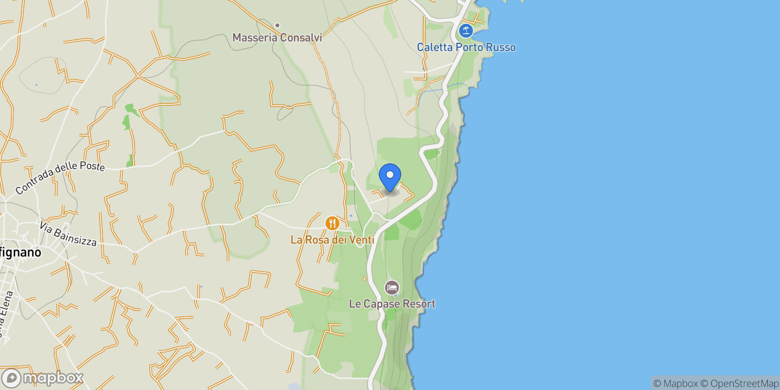 Map showing Villaggio Paradiso,, 73020 Santa Cesarea Terme LE, Italy, Santa Cesarea Terme, Apulia, Italy.