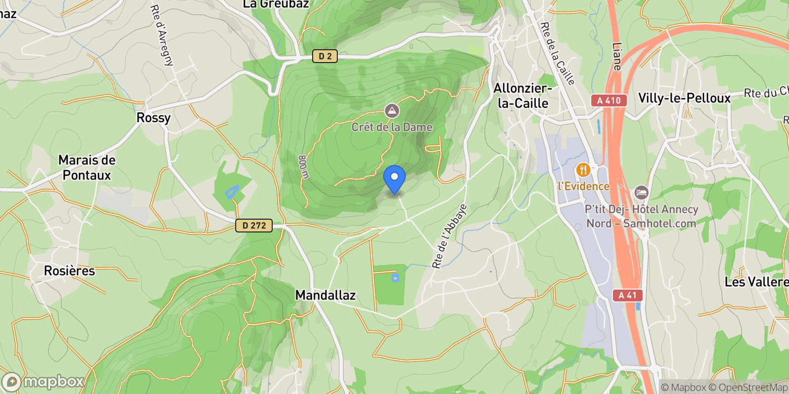 Map showing Allonzier-la-Caille, Auvergne-Rhône-Alpes, France.