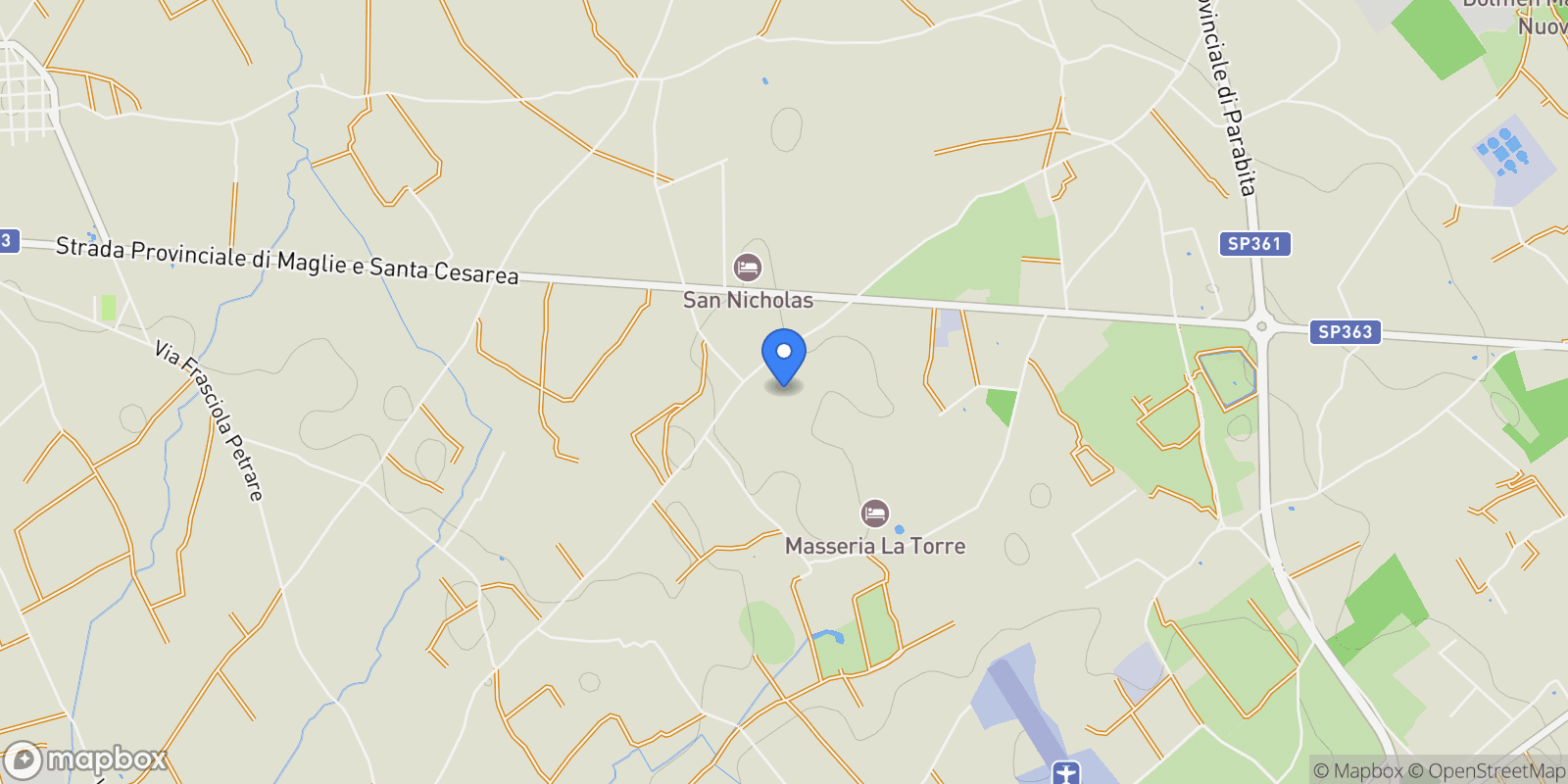Map showing Via Comunale Petrone Pleggi, 251, 73022 Corigliano d'Otranto LE, Italy, Apulia, Italy.