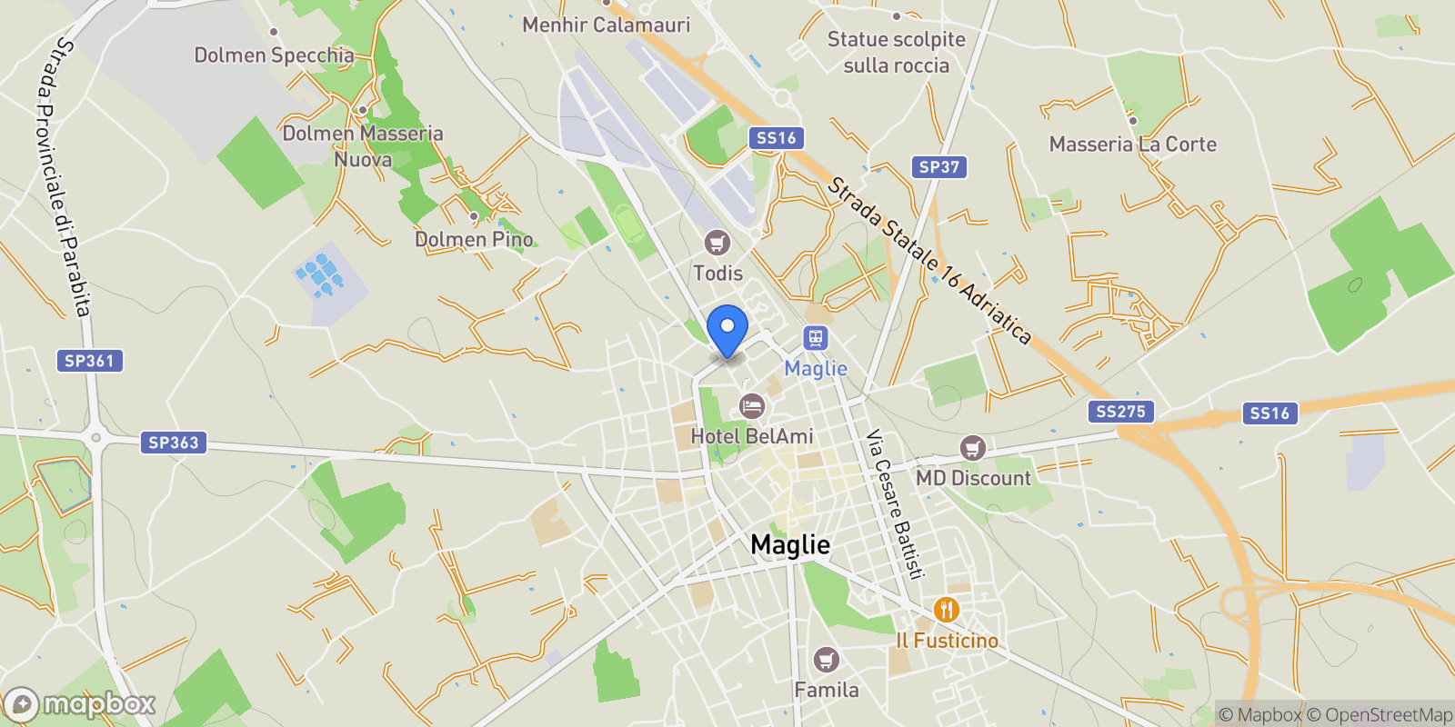 Map showing Via Roma, 154, 73024 Maglie LE, Italy, Maglie, Apulia, Italy.