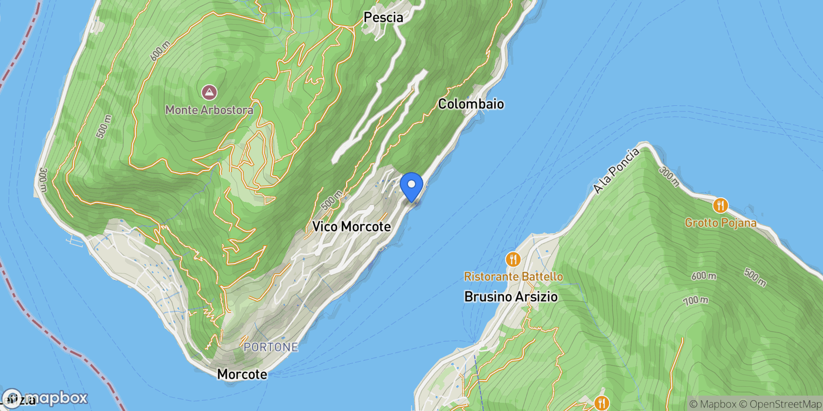 Map showing Riva lago Olivella, 29, Vico Morcote, Ticino, Switzerland.