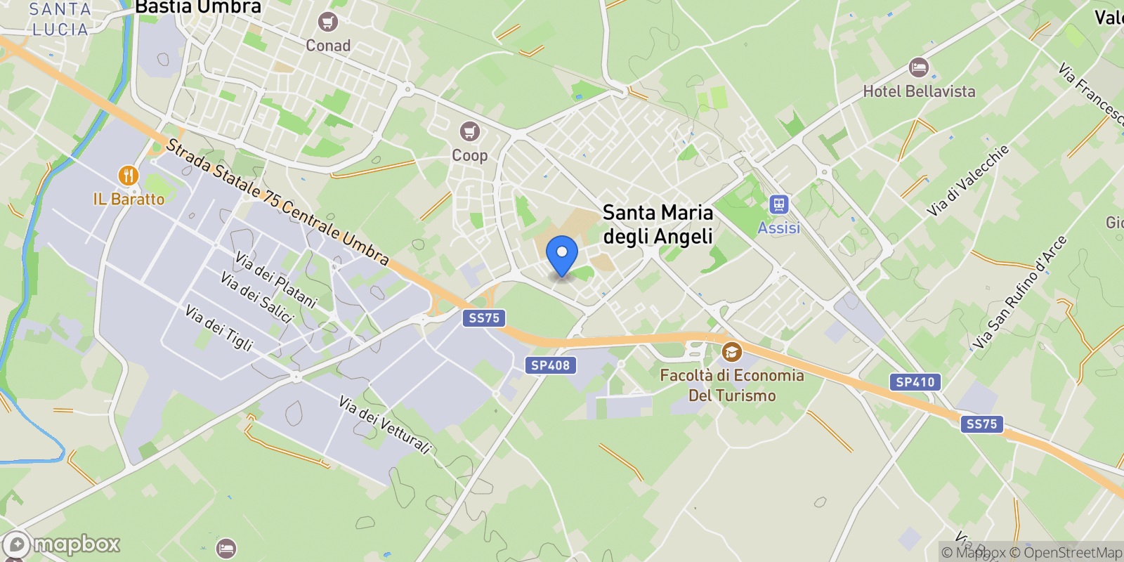 Map showing Via Berlinguer 5, San Damiano, Umbria, Italy.