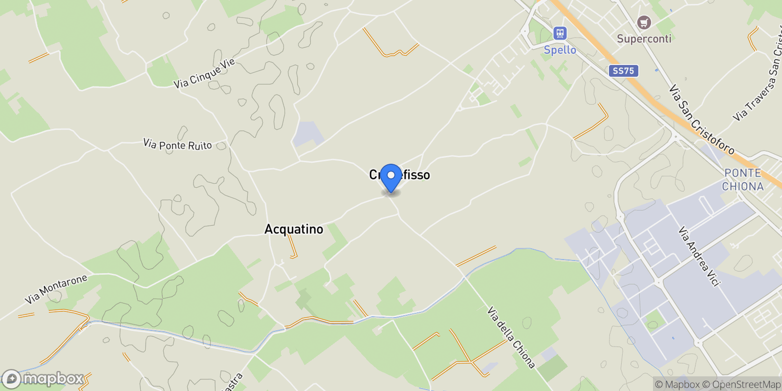 Map showing VIA PASTINE 2 2/A, Crocefisso, Umbria, Italy.