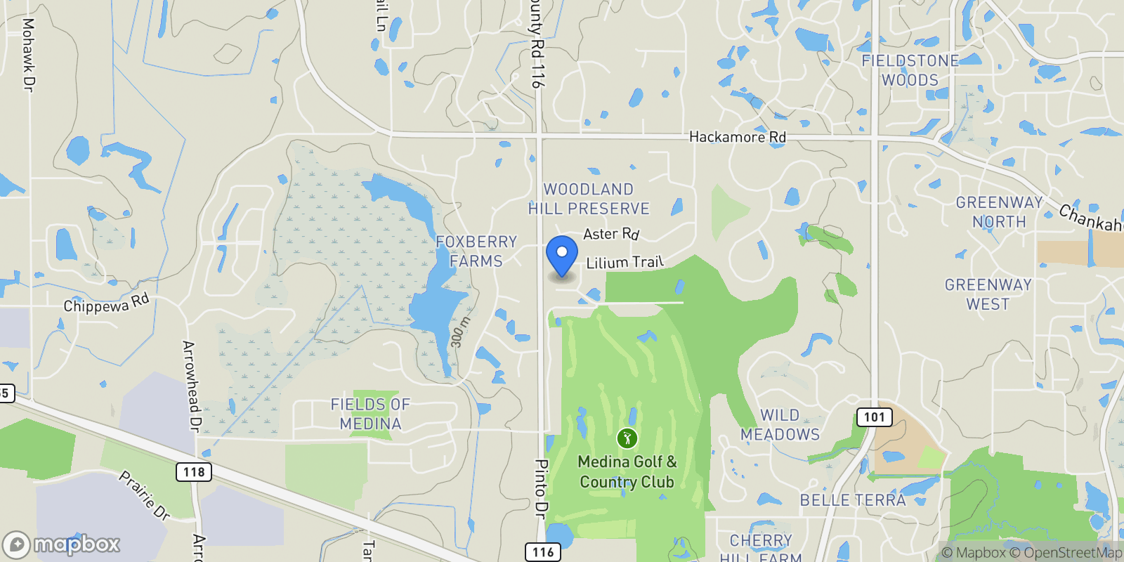 Map showing 734 Shawnee Woods Road, Medina, MN 55340, Medina, Minnesota, United States.