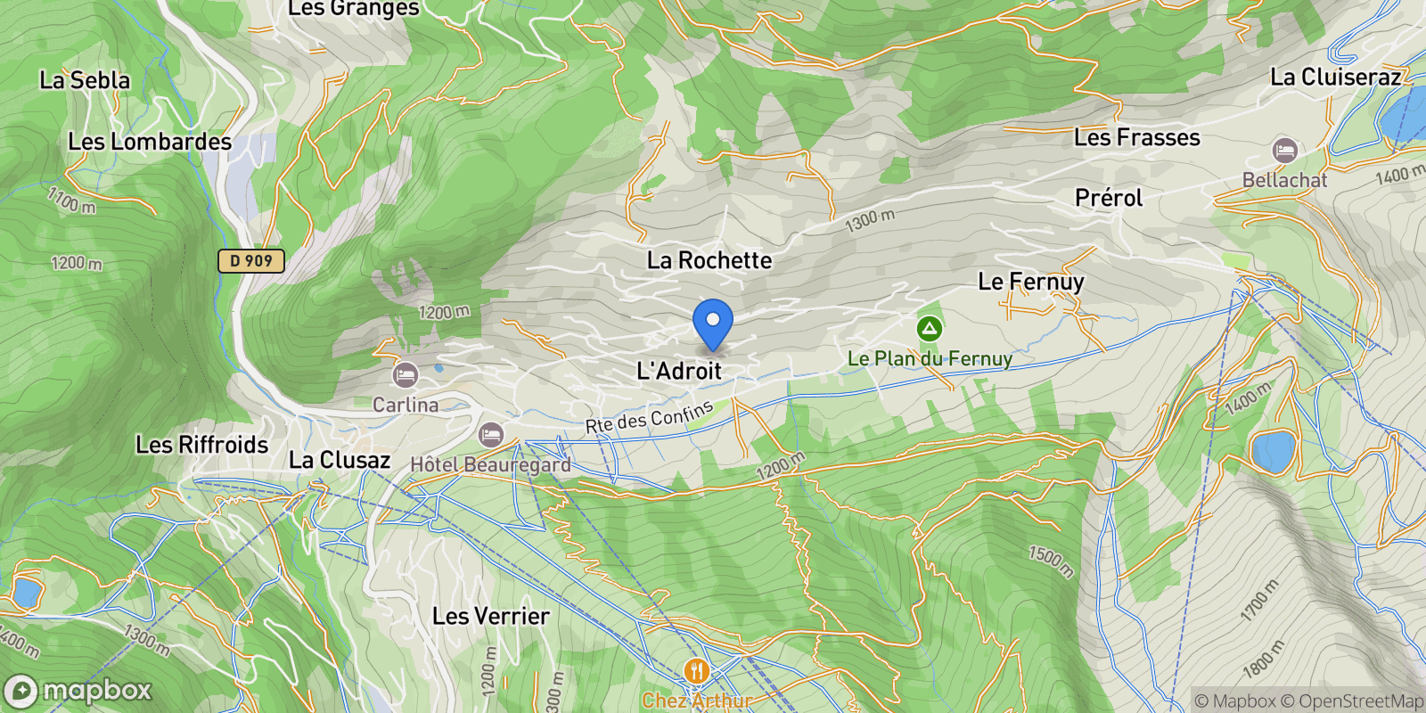 Map showing La Clusaz, Auvergne-Rhône-Alpes, France.