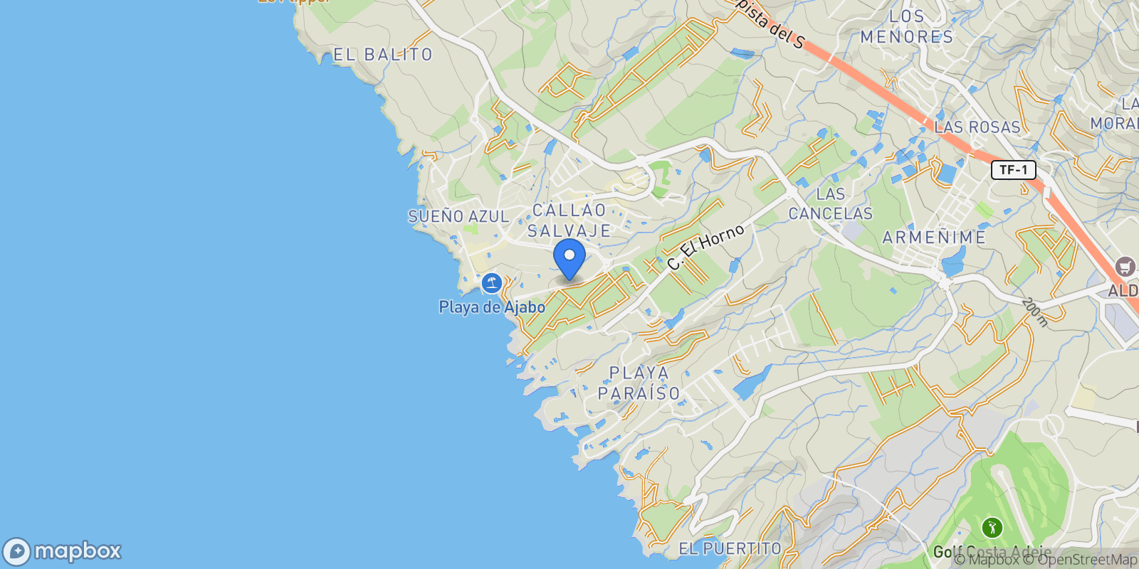 Map showing Calle La Tosca, Callao Salvaje, Adeje, Canary Islands.