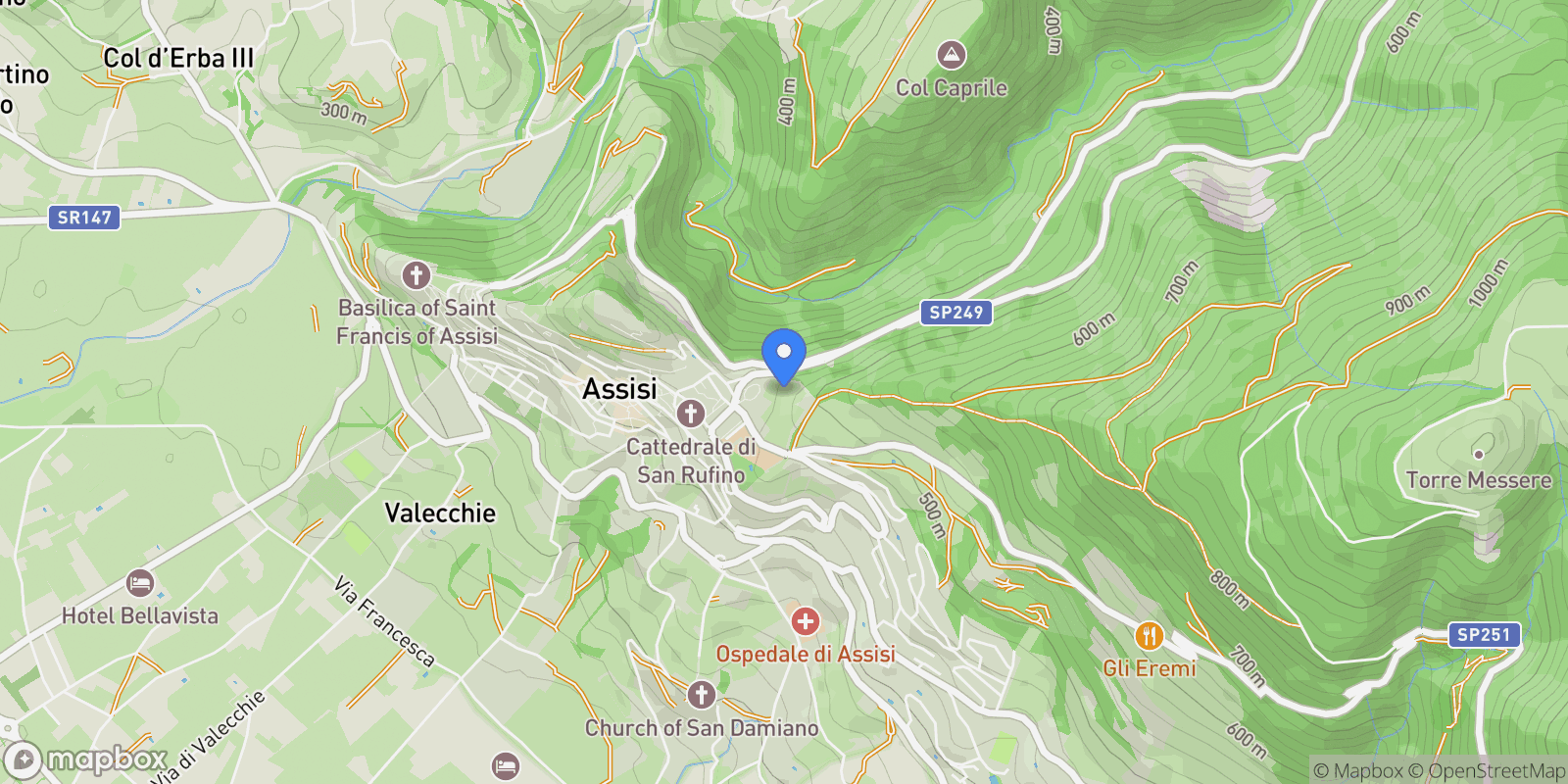 Map showing Via Villamena, San Damiano, Umbria, Italy.