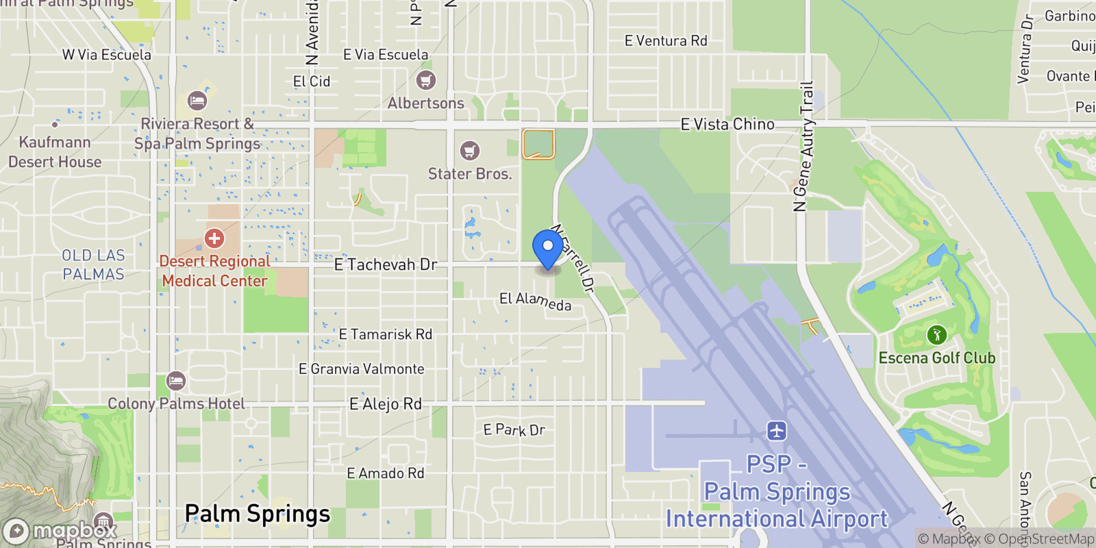 Map showing 951 N Camino Condor, Palm Springs, California, United States.