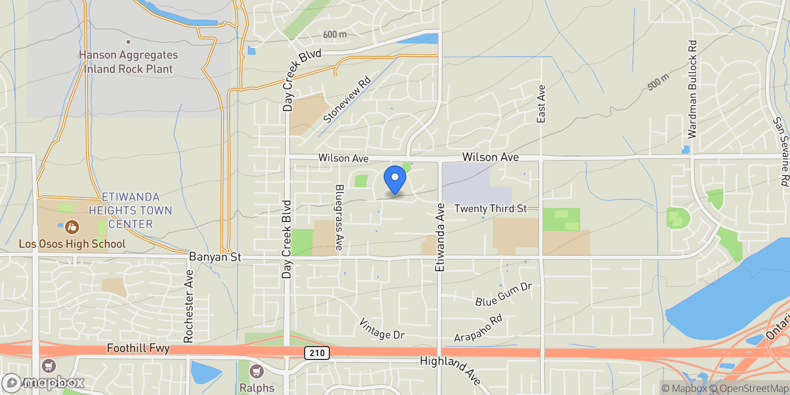 Map showing 12732 Arena, Rancho Cucamonga, California, United States.