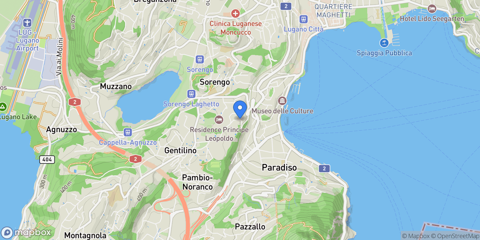 Map showing via collina d'oro, Lugano, Ticino, Switzerland.