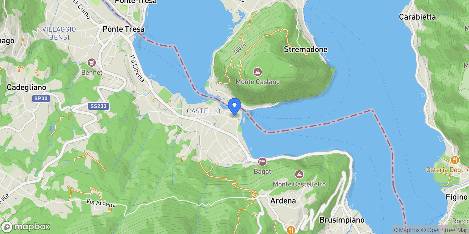 Map showing Via Zanzi, 43, Lavena Ponte Tresa, Lombardy, Italy.