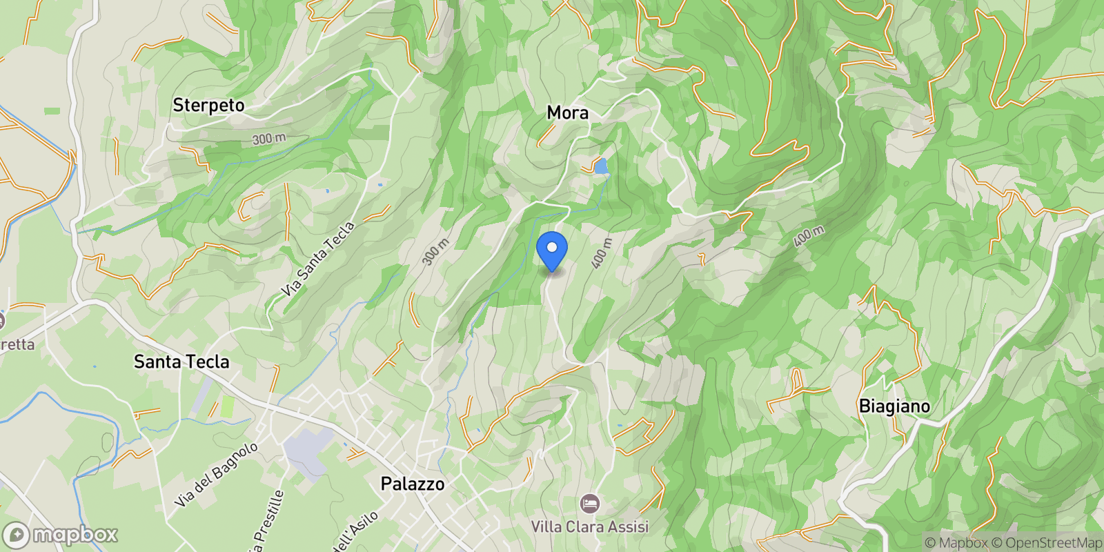 Map showing Frazione Mora, Umbria, Italy.