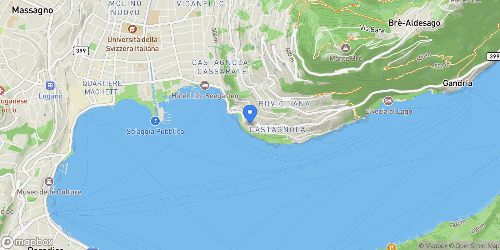 Map showing Via Serenella, Lugano, Ticino, Switzerland.