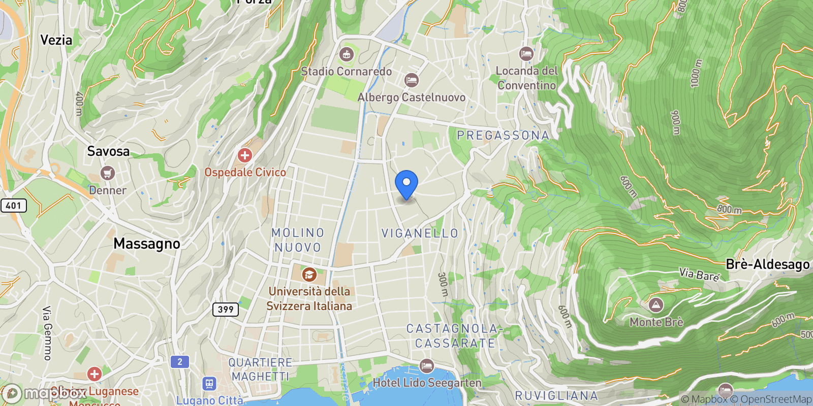 Map showing Crocetta, Lugano, Ticino, Switzerland.