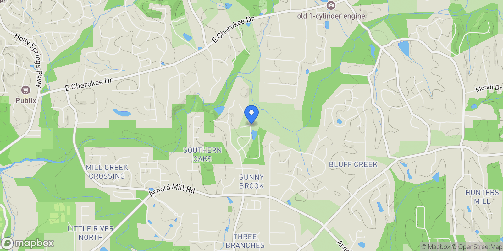 Map showing 120 Sweetbriar Farm Road, Woodstock, Georgia, United States.