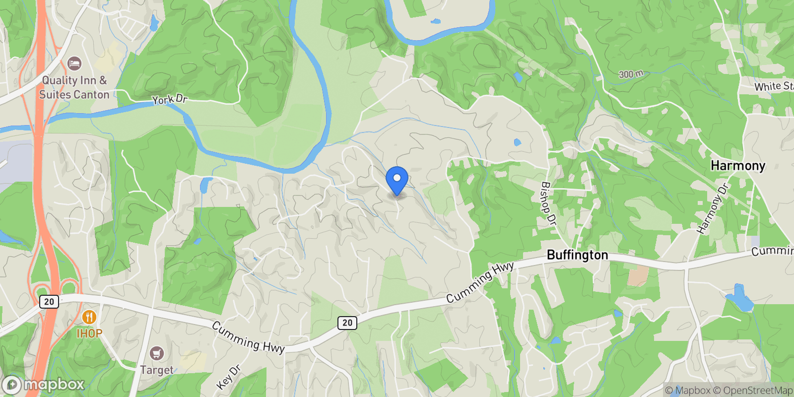 Map showing 837 Waterford Estates Manor, Canton, Georgia, United States.