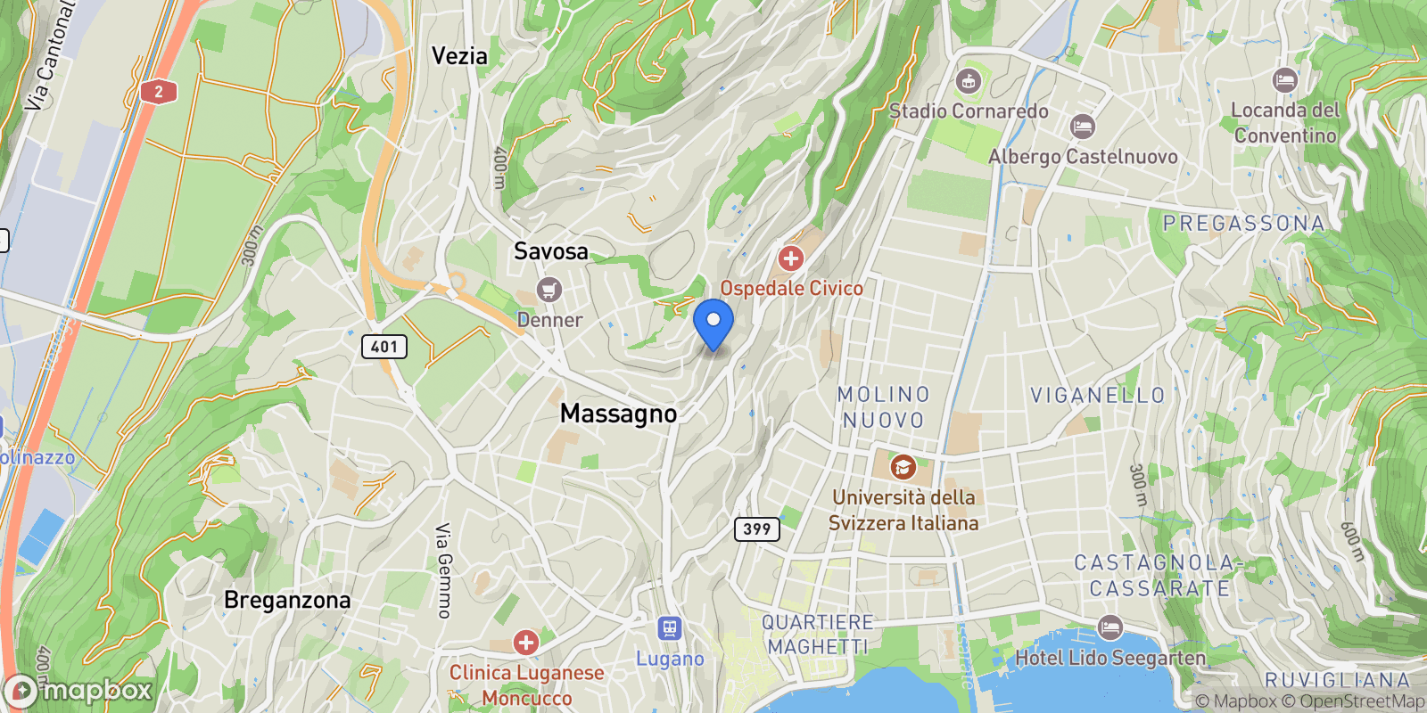 Map showing via miravalle, Massagno, Ticino, Switzerland.