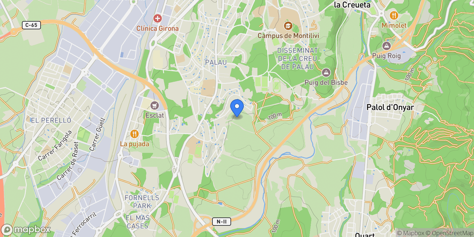 Map showing Girona, Catalonia, Spain.