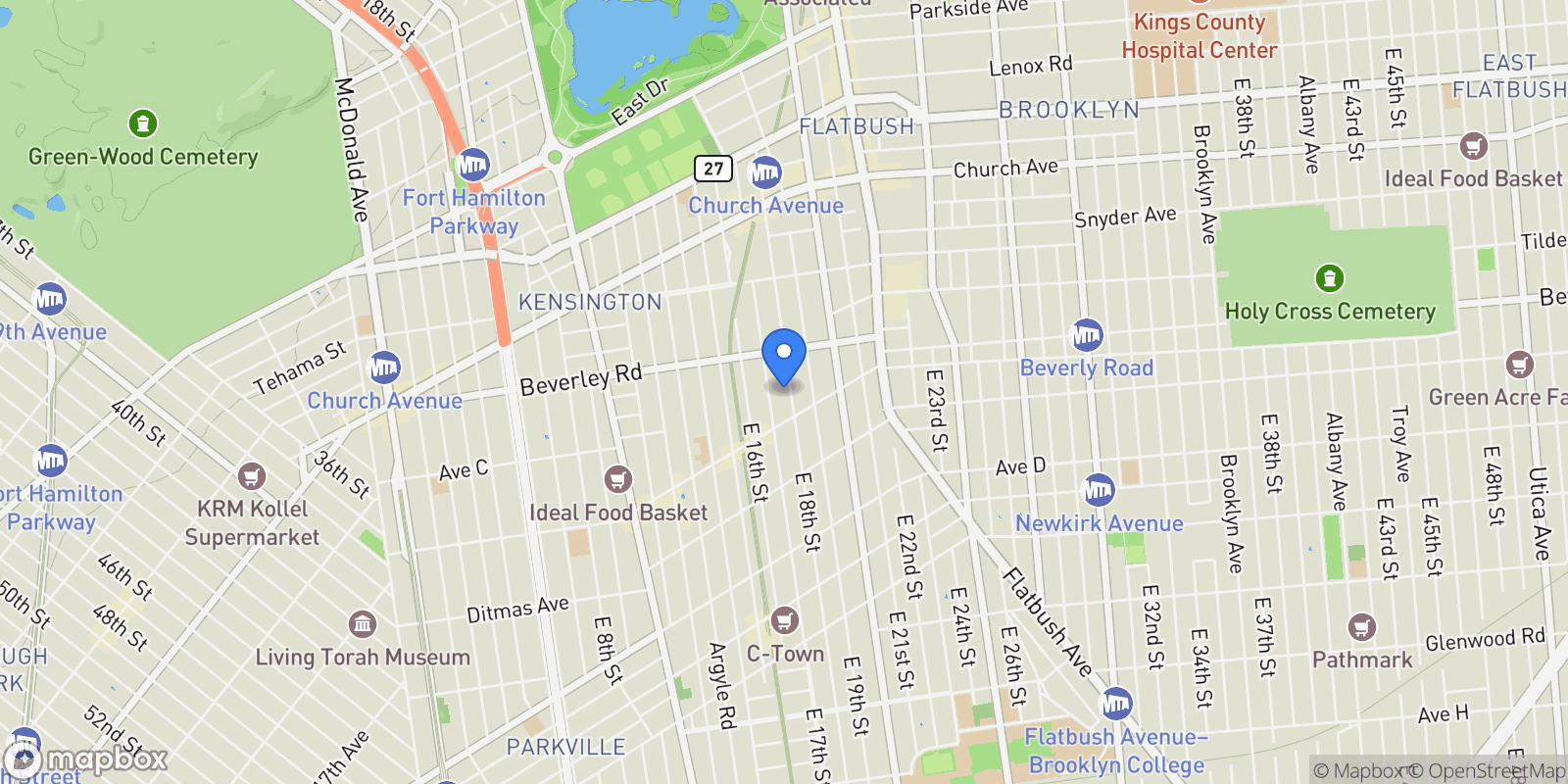 Map showing 320 East 18th Street, Brooklyn, NY 11226, New York, New York, United States.