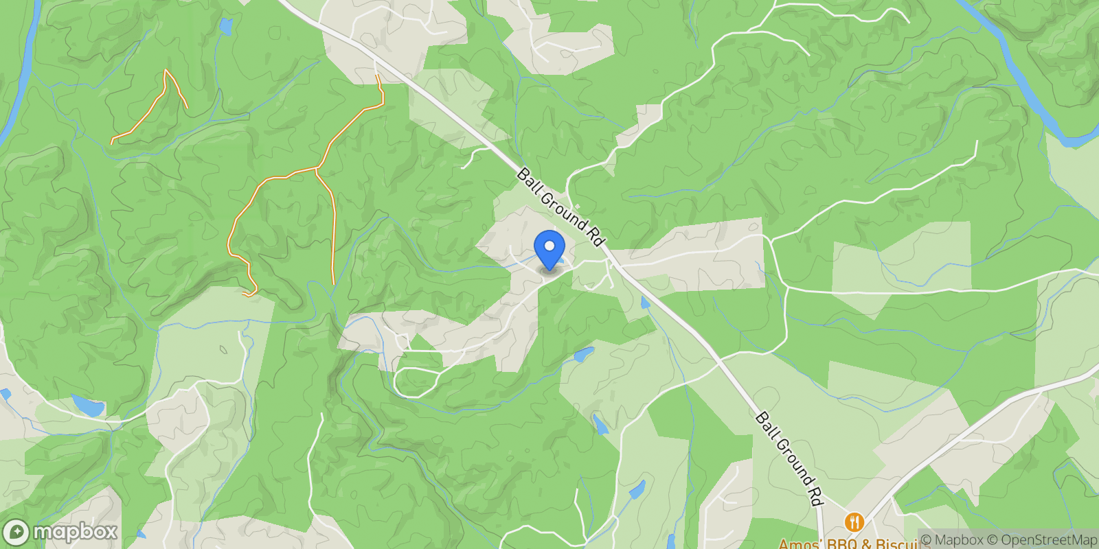 Map showing 156 Lula Payne Trail, Ball Ground, Georgia, United States.