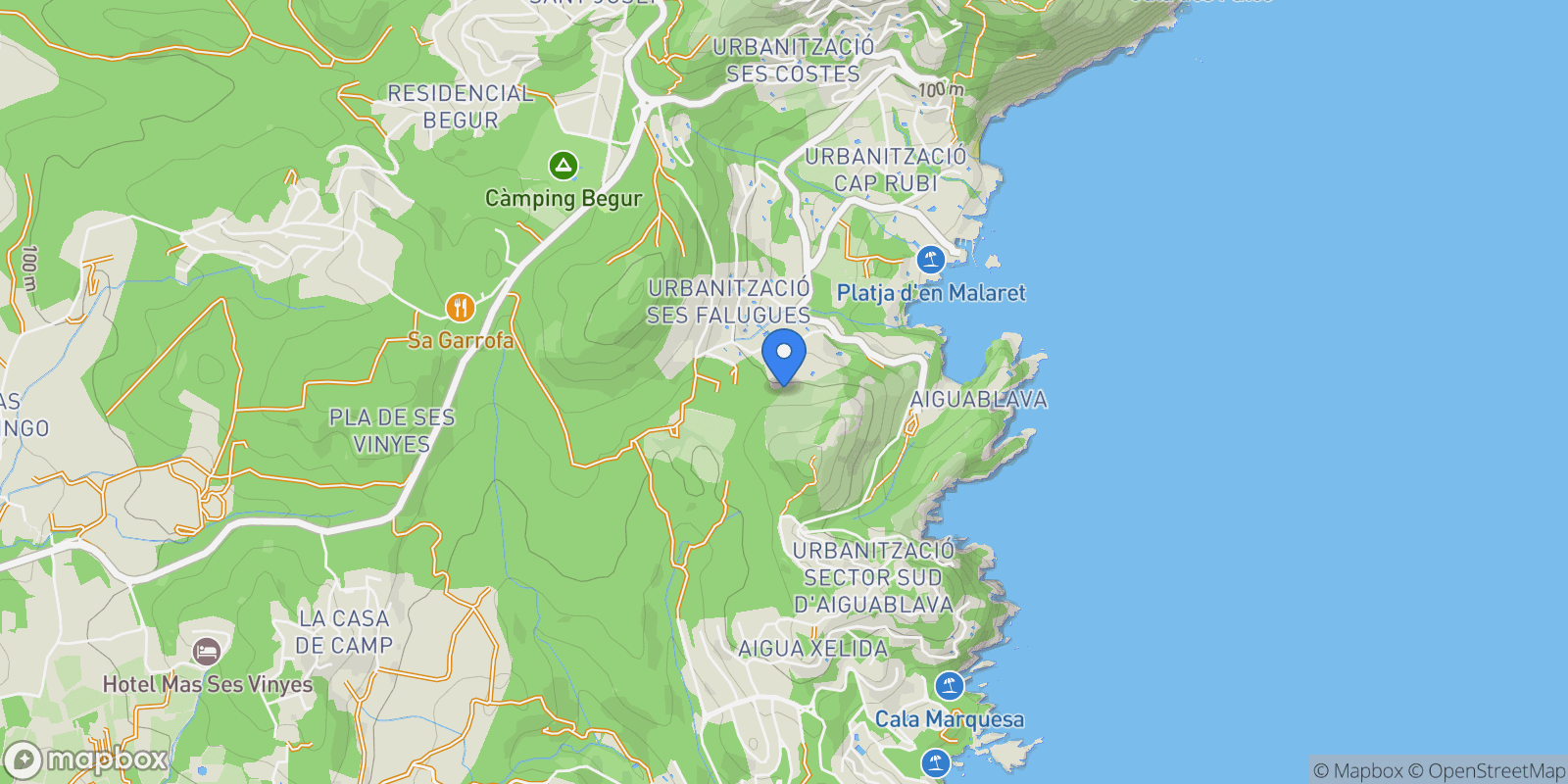Map showing Begur, Catalonia, Spain.